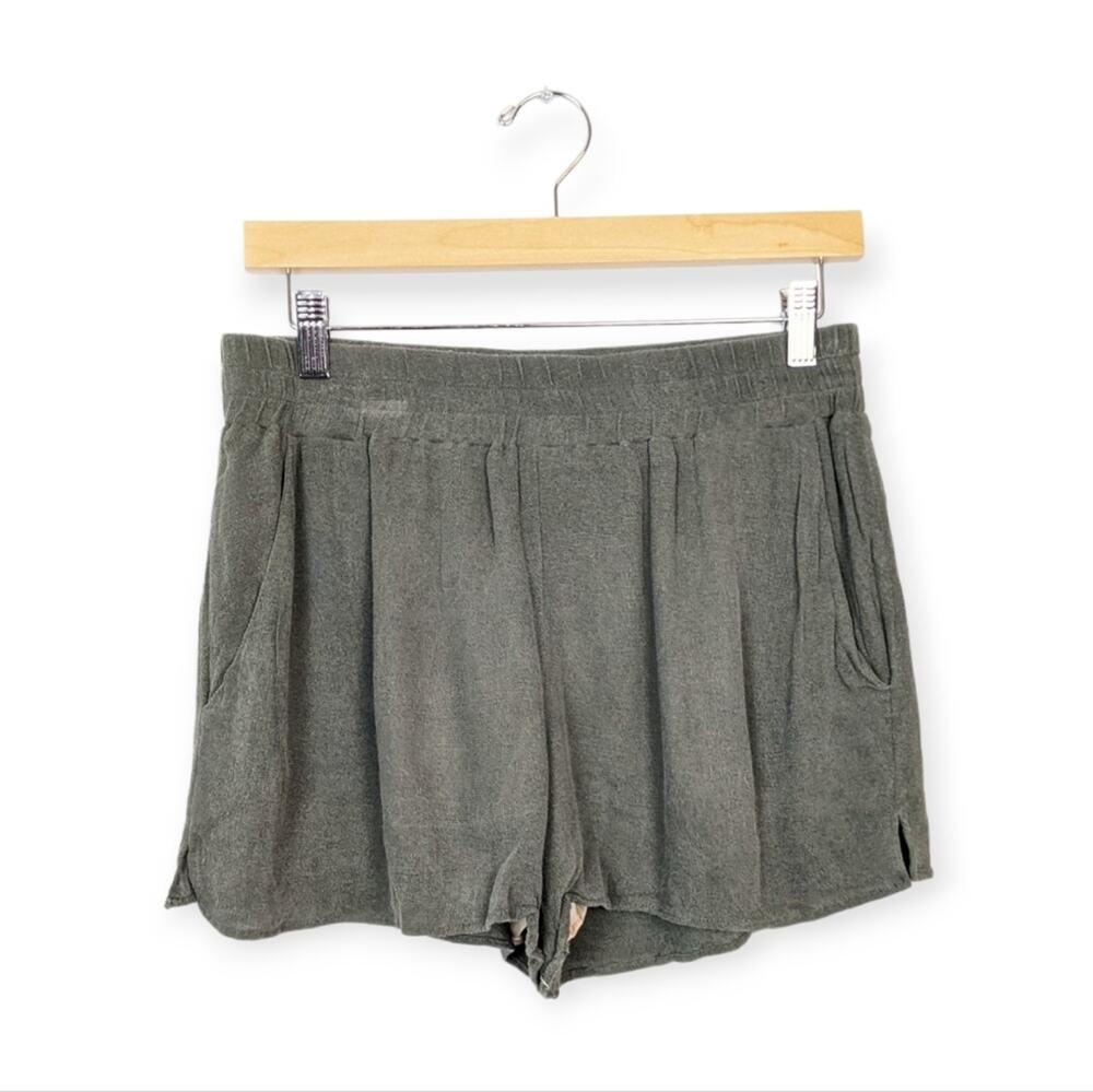 Lavender Brown Shorts M Charcoal Rayon Pull On Casual Lightweight